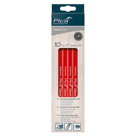 Pica Classic 540 Carpenter Pencil, 10PK 540/24-10